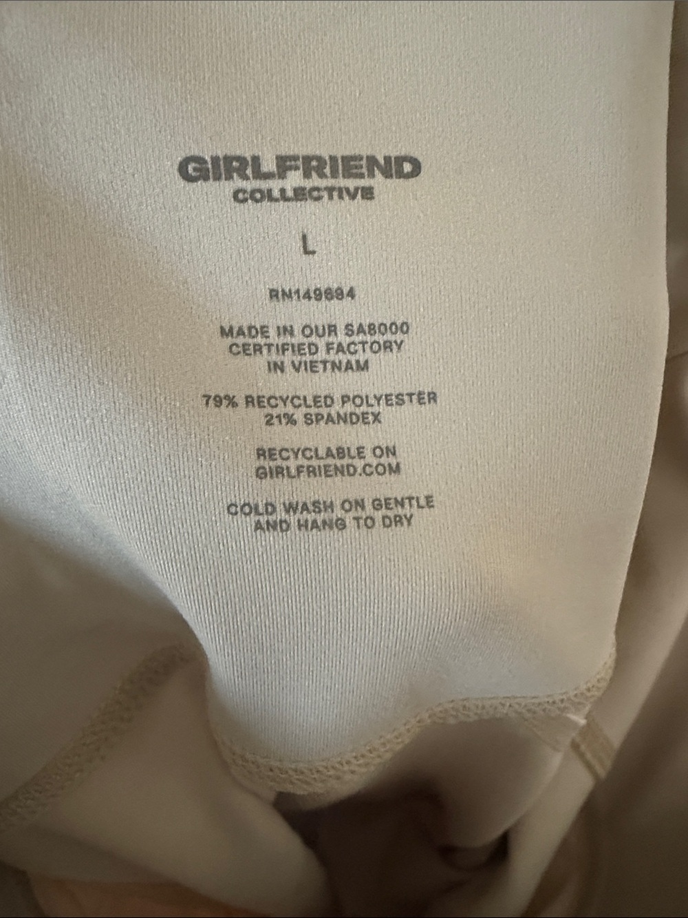 NWT girlfriend collective Beige High Rise Cropped Leggings - Picture 3 of 7